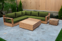 7 pc Pacific Teak Sectional with Square Coffee Table. Sunbrella Cushion.