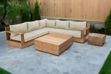 7 pc Pacific Teak Sectional with Square Coffee Table. Sunbrella Cushion.