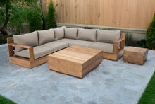7 pc Pacific Teak Sectional with Square Coffee Table. Sunbrella Cushion.