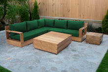 7 pc Pacific Teak Sectional with Square Coffee Table. Sunbrella Cushion.
