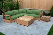 7 pc Pacific Teak Sectional with Square Coffee Table. Sunbrella Cushion.