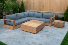 7 pc Pacific Teak Sectional with Square Coffee Table. Sunbrella Cushion.