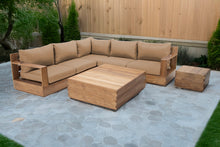 7 pc Pacific Teak Sectional with Square Coffee Table. Sunbrella Cushion.