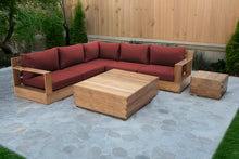 7 pc Pacific Teak Sectional with Square Coffee Table. Sunbrella Cushion.