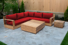 7 pc Pacific Teak Sectional with Square Coffee Table. Sunbrella Cushion.