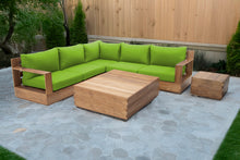 7 pc Pacific Teak Sectional with Square Coffee Table. Sunbrella Cushion.
