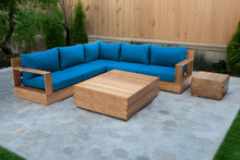 7 pc Pacific Teak Sectional with Square Coffee Table. Sunbrella Cushion.