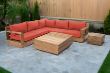 7 pc Pacific Teak Sectional with Square Coffee Table. Sunbrella Cushion.