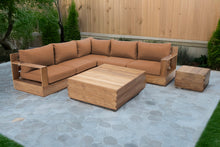 7 pc Pacific Teak Sectional with Square Coffee Table. Sunbrella Cushion.