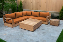 7 pc Pacific Teak Sectional with Square Coffee Table. Sunbrella Cushion.