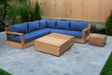 7 pc Pacific Teak Sectional with Square Coffee Table. Sunbrella Cushion.