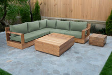 7 pc Pacific Teak Sectional with Square Coffee Table. Sunbrella Cushion.