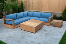 7 pc Pacific Teak Sectional with Square Coffee Table. Sunbrella Cushion.