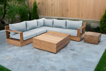 7 pc Pacific Teak Sectional with Square Coffee Table. Sunbrella Cushion.