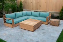 7 pc Pacific Teak Sectional with Square Coffee Table. Sunbrella Cushion.