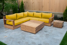 7 pc Pacific Teak Sectional with Square Coffee Table. Sunbrella Cushion.