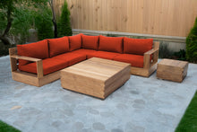7 pc Pacific Teak Sectional with Square Coffee Table. Sunbrella Cushion.