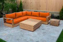 7 pc Pacific Teak Sectional with Square Coffee Table. Sunbrella Cushion.