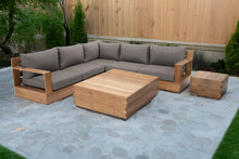 7 pc Pacific Teak Sectional with Square Coffee Table. Sunbrella Cushion.