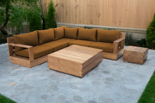7 pc Pacific Teak Sectional with Square Coffee Table. Sunbrella Cushion.