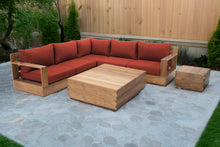 7 pc Pacific Teak Sectional with Square Coffee Table. Sunbrella Cushion.