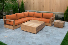 7 pc Pacific Teak Sectional with Square Coffee Table. Sunbrella Cushion.