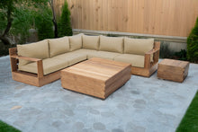 7 pc Pacific Teak Sectional with Square Coffee Table. Sunbrella Cushion.