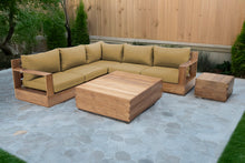 7 pc Pacific Teak Sectional with Square Coffee Table. Sunbrella Cushion.