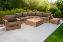 8 pc Pacific Teak Sectional Seating Group with Square Coffee Table. Sunbrella Cushion.