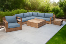 8 pc Pacific Teak Sectional Seating Group with Square Coffee Table. Sunbrella Cushion.