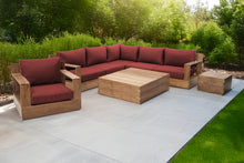 8 pc Pacific Teak Sectional Seating Group with Square Coffee Table. Sunbrella Cushion.