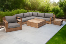 8 pc Pacific Teak Sectional Seating Group with Square Coffee Table. Sunbrella Cushion.