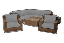 9 pc Pacific Teak Sectional Seating Group with Square Coffee Table WeatherMAX Outdoor Weather Cover