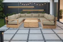 9 pc Pacific Teak Sectional with 40" Square Coffee Table. Sunbrella Cushion.