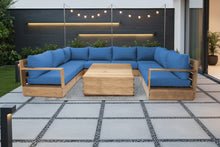 9 pc Pacific Teak Sectional with 40" Square Coffee Table. Sunbrella Cushion.