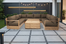 9 pc Pacific Teak Sectional with 40" Square Coffee Table. Sunbrella Cushion.