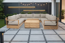 9 pc Pacific Teak Sectional with 40" Square Coffee Table. Sunbrella Cushion.