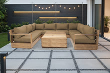 9 pc Pacific Teak Sectional with 40" Square Coffee Table. Sunbrella Cushion.