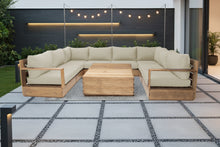 9 pc Pacific Teak Sectional with 40" Square Coffee Table. Sunbrella Cushion.