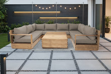 9 pc Pacific Teak Sectional with 40" Square Coffee Table. Sunbrella Cushion.