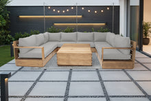 9 pc Pacific Teak Sectional with 40" Square Coffee Table. Sunbrella Cushion.