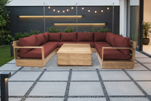 9 pc Pacific Teak Sectional with 40" Square Coffee Table. Sunbrella Cushion.