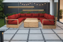 9 pc Pacific Teak Sectional with 40" Square Coffee Table. Sunbrella Cushion.