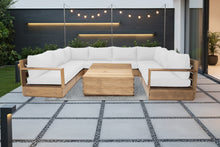 9 pc Pacific Teak Sectional with 40" Square Coffee Table. Sunbrella Cushion.