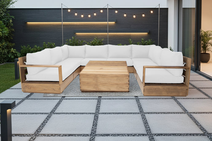 9 pc Pacific Teak Sectional with 40