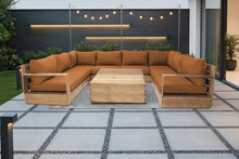 9 pc Pacific Teak Sectional with 40" Square Coffee Table. Sunbrella Cushion.