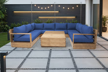 9 pc Pacific Teak Sectional with 40" Square Coffee Table. Sunbrella Cushion.