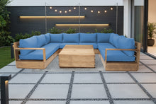 9 pc Pacific Teak Sectional with 40" Square Coffee Table. Sunbrella Cushion.