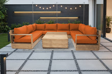9 pc Pacific Teak Sectional with 40" Square Coffee Table. Sunbrella Cushion.