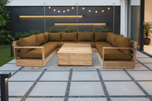 9 pc Pacific Teak Sectional with 40" Square Coffee Table. Sunbrella Cushion.
